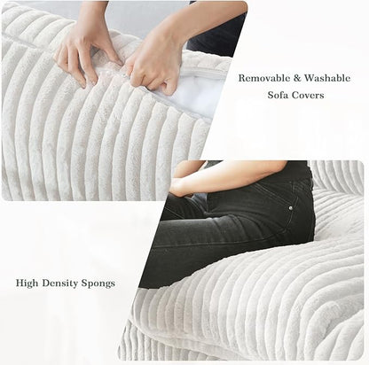 Modular Sectional Sofa, Convertible U Shaped Sofa with Chaise Ottoman, Deep Seat Cloud Sectional Couch, 6 Seat Comfy Modular Couch for Living Room, Office, Apartment, Beige