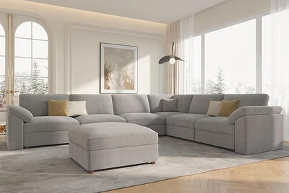 EASE MOOSE Oversized Sectional Modular Sofa,Large Sectional Couch Wide Deep Seat Modular Cloud Couch,Removable Cover