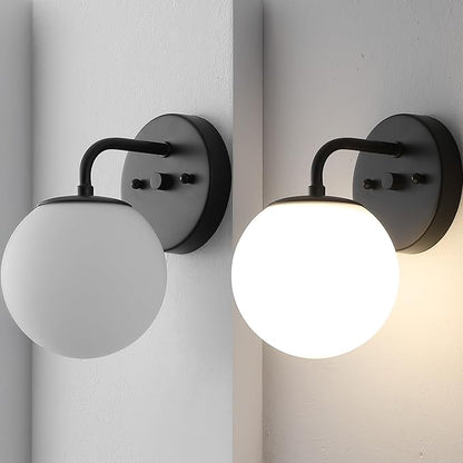 JONATHAN Y JYL3534B Louis Parisian Globe 5.75" 1-Light Metal/Frosted Glass Modern Contemporary LED Vanity Light Midcentury, Glam, Transitional, Bathroom, Powder Room, Dressing Room, Bedroom, Black