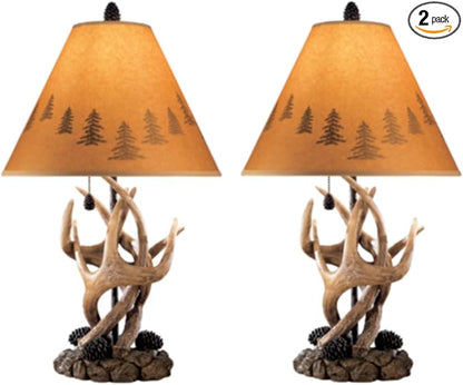 Signature Design by Ashley Derek Rustic Cabin Antler Lamp Set, 2 Count, Brown