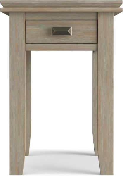 SIMPLIHOME Artisan SOLID WOOD 14 inch Wide Rectangle Transitional Narrow Side Table in Distressed Grey for the Living Room and Bedroom
