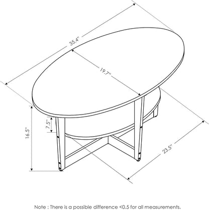 Furinno Coffee Table, 1-Pack, Columbia Walnut/Black