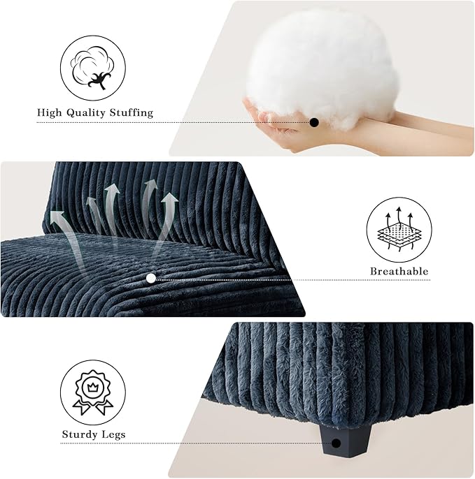 Modular Sectional Sofa, L Shaped Sofa with Chaise Ottoman, Deep Seat Cloud Sectional Couch, Couch Cushion Covers Removable, Comfy Modular Couches for Living Room, Office, Apartment, Black