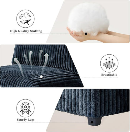 Modular Sectional Sofa, Convertible U Shaped Sofa with Chaise Ottoman, Deep Seat Cloud Sectional Couch, 6 Seat Comfy Modular Couch for Living Room, Office, Apartment, Black