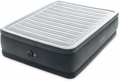 Intex Dura-Beam Deluxe Comfort-Plush Elevated: Fiber-Tech – Queen Size – Built-in Electric Pump – 18in Bed Height – 600lb Weight Capacity
