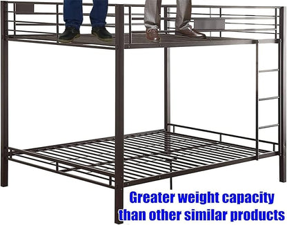 Latest Upgrade & Stronger Steel Queen Over Queen Bunk Bed, Heavy Duty Thickened More Rust-Proof Metal Bunk Queen Bed with Enhanced Legs & Slats (Easier Assembly)