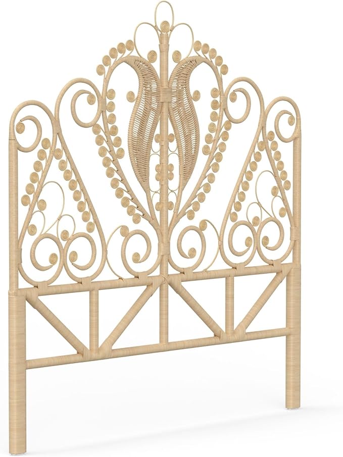 KOUBOO Peacock Rattan Headboard, California King, Natural Color