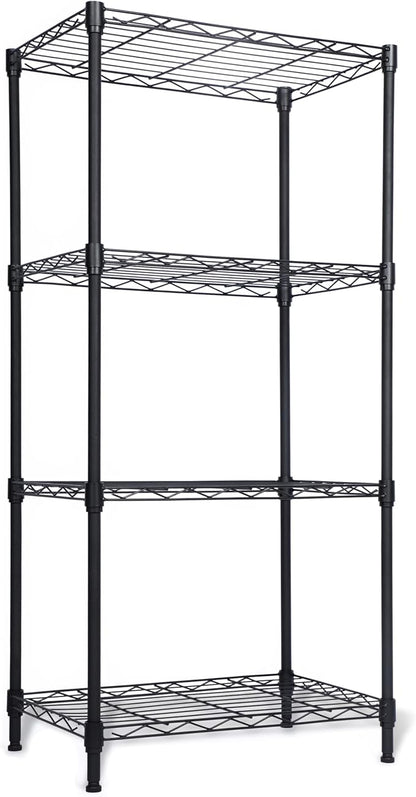 Whitmor 4 Tier Storage Shelves, Heavy Duty Metal Shelving, 400 lbs Capacity per Shelf, 1600 lbs Total, Easy Assembly for Kitchen, Garage, Plant, 18" L x 12" W x 38" H, Black