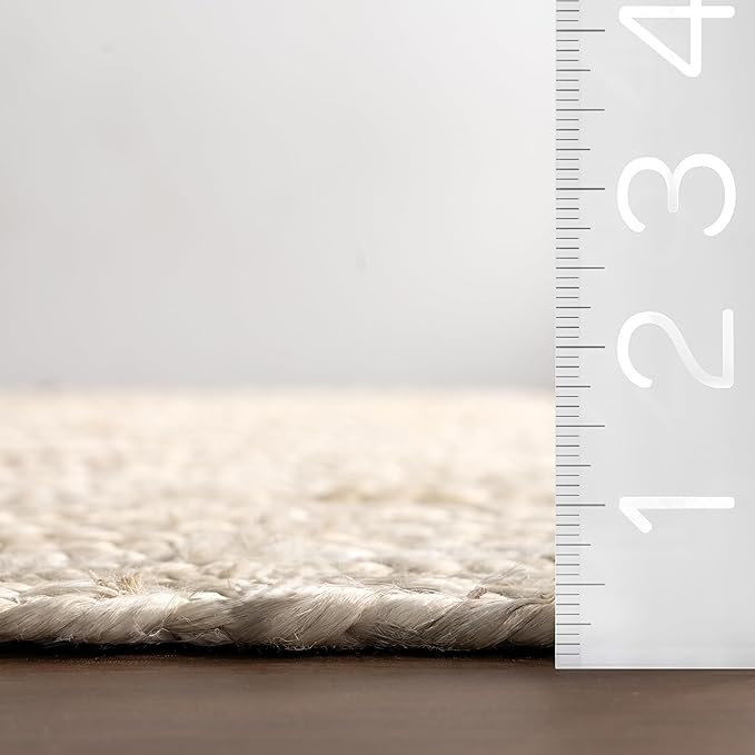 nuLOOM Oval 8x10 Rigo Jute Hand Woven Area Rug, Off White, Solid Farmhouse Design, Natural Fiber, For Bedroom, Living Room, Dining Room, Hallway, Office, Kitchen, Entryway