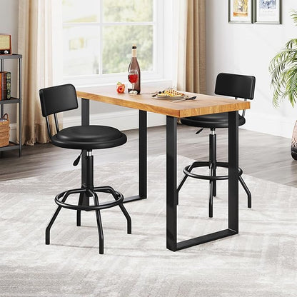 COSTWAY Adjustable Height Bar Stool, 360 Degree Swivel, Modern Guitar Stool for High Ergonomic Seating, with PU Leather Cushion, Heavy Duty Steel Frame for Bar, Shop and Music, Garage, Black