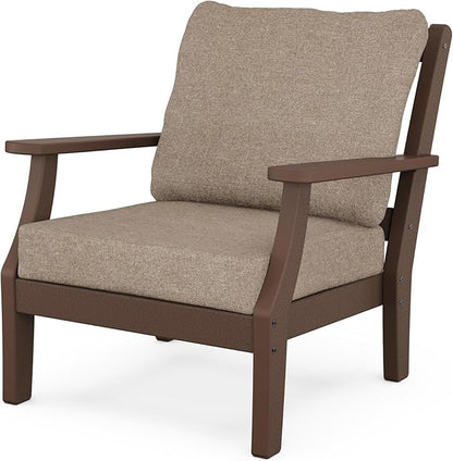 Martha Stewart by POLYWOOD® Chinoiserie Deep Seating Chair in Mahogany/Spiced Burlap