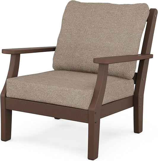 Martha Stewart by POLYWOOD® Chinoiserie Deep Seating Chair in Mahogany/Spiced Burlap