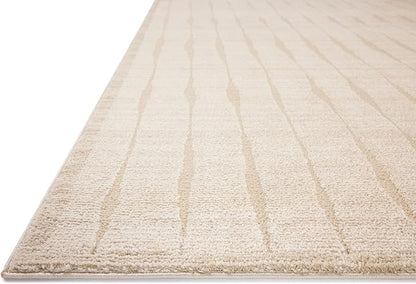Loloi Chris Loves Julia Calvin Collection CLV-02 Ivory/Oatmeal 5'-3" x 5'-3" Round Area Rug Checkered Neutral Soft Living Room Bedroom Carpet