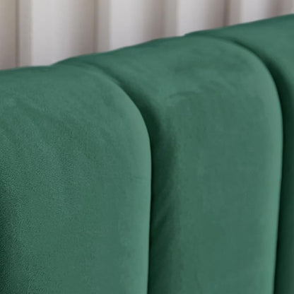 Livinia Full Size Elton Velvet Platform Bed, Upholstered Bed Frame with Vertical Channel Tufted Headboard Footboard, Strong Wood Slats, No Box Spring Needed, Green (Full)