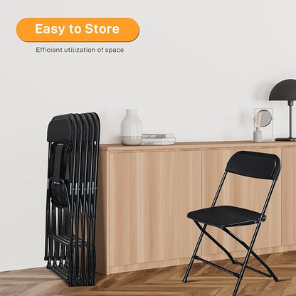 30 Pack Black Plastic Folding Chairs, Portable Party Chairs, Stackable Commercial Seats with Steel Frame for Home Office Wedding Party Indoor Outdoor Events Chairs, 350lbs Capacity