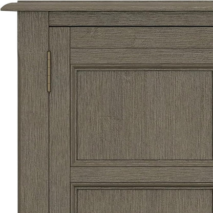 SIMPLIHOME Burlington SOLID WOOD 30 inch Wide Transitional Low Storage Cabinet in Farmhouse Grey for the Living Room, Entryway and Family Room