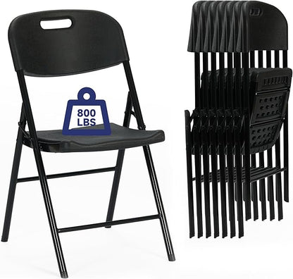 8 Pack Thicker 800 LBS Black Folding Chairs, Commercial Grade Folding Chair, Foldable Chairs for Events