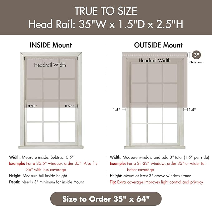 Madison Park Galen Cordless Roman Shade, 35"W x 64"H, Sheen Taupe – Room Darkening, Thermal Insulated, Energy Efficient Window Blind with Subtle Sheen Basketweave Fabric for Privacy