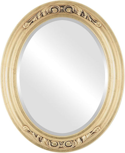 OVALCREST Oval Beveled Wall Mirror for Home Decor - Florence Style - Gold Leaf - 24" x 20"