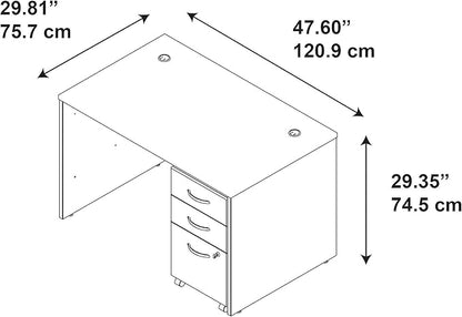 Bush Business Furniture Series C Elite 48W x 30D Desk Shell with 3 Drawer File in Mocha Cherry