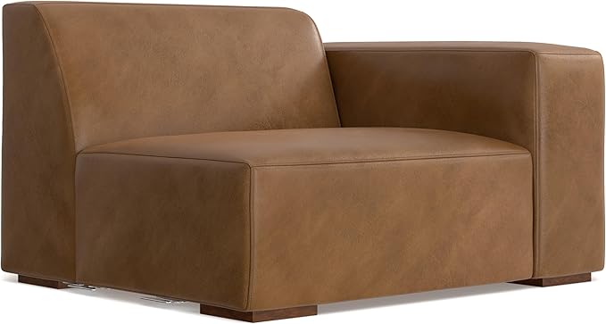 SIMPLIHOME Rex Left Corner Sectional Modular Sofa and Ottoman Set in Full-Grain Genuine Leather, Sienna, 116-inch-wide L-Shaped Leather Sofa and Matching 34-inch-Wide Table Ottoman for Living Room