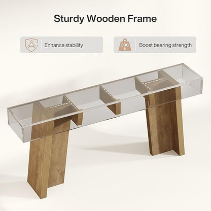 Tribesigns 70.9-Inch Long Console Table, Farmhouse Narrow Entryway Table Behind The Couch for Living Room, Hallway, Entrance, Foyer (Natural)