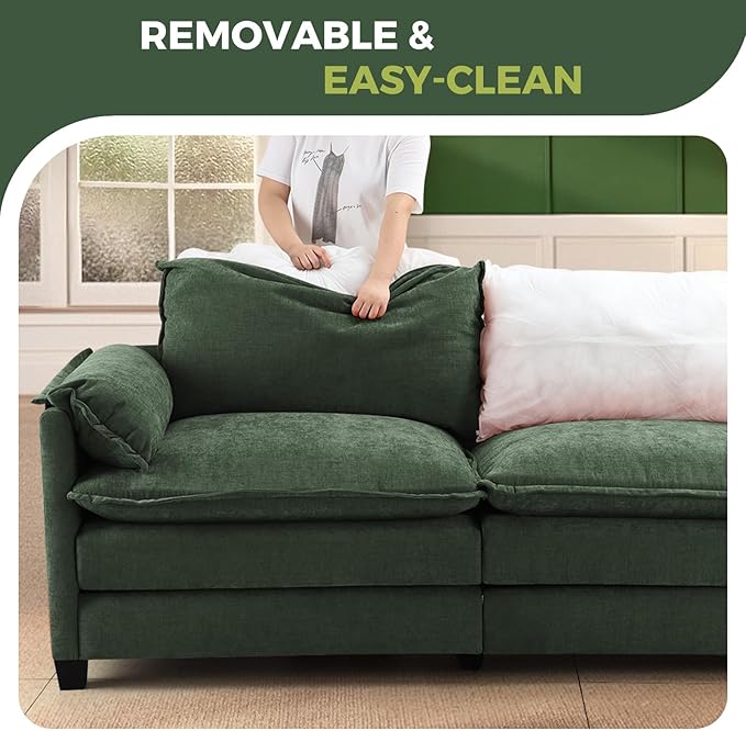 ELUCHANG Oversized 153" Modular Sectional Sofa, Comfy Deep Seat Cloud Couch Sleeper Sofa Bed, 8 Seat Modern Couch with Removable Cover for Living Room, Apartment, DIY Combination, Chenille Olive Green