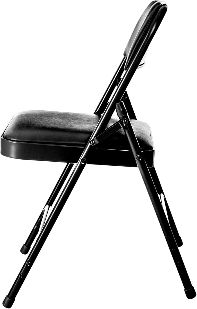 OEF Furnishings OEF1200 Series Premium Heavy Duty Vinyl Padded Folding Chairs, Commercial Grade 500 lb Capacity (4-Pack, Classic Black)