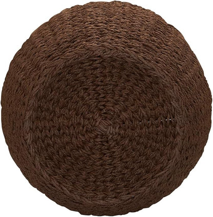 Household Essentials Handwoven Paper Rope Barrel Wicker Storage Basket Side Table, Brown
