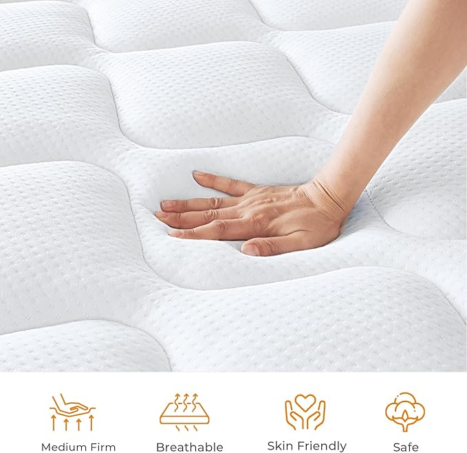 koorlian Twin XL Mattress, 8 Inch Hybrid Mattress Twin XL with Individual Pocket Springs and Pressure-Relieving Memory Foam, Breathable, Medium Firm Mattress in a Box 80"x39"x8"