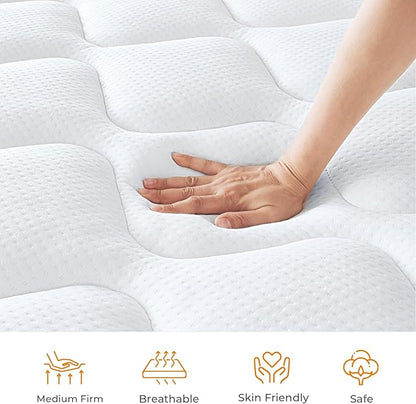 koorlian Twin XL Mattress, 8 Inch Hybrid Mattress Twin XL with Individual Pocket Springs and Pressure-Relieving Memory Foam, Breathable, Medium Firm Mattress in a Box 80"x39"x8"