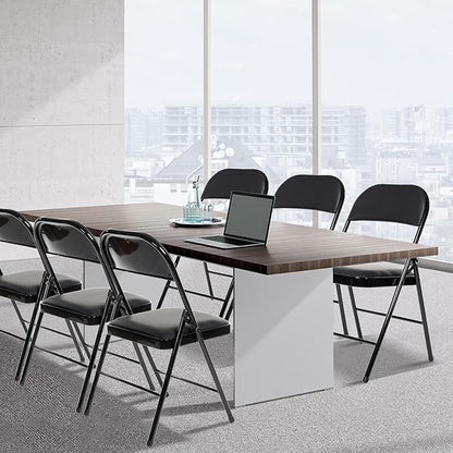 70 Pack Folding Chairs with Padded Seats, Padded Folding Chair with Steel Frame for Events Home Office, Pu Leather Folding Chair Black