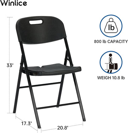 100 Pack Thicker 800 LBS Black Folding Chairs, Commercial Grade Folding Chair, Foldable Chairs for Events