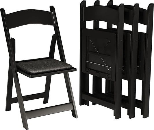SIMPLEX 24 Black Resin Stackable Folding Chair - Comfortable Black Foldable Chair - Folding Chairs with Padded Seats - Indoor/Outdoor Folding Chairs for Events - Lightweight Foldable Chairs (24 Pack)