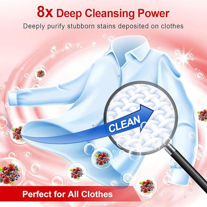 Laundry Detergent Sheets, Up To 128 Loads Berry Scent Hypoallergenic Eco-Friendly, Biodegradable Plastic Free Liquidless Laundry Sheets Suitable for Sensitive Skin