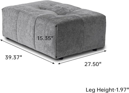 JACH Modern Ottoman Seat for Living Room, Linen Fabric Ottomans, Minimalist Foot Stool, Comfy Breathable Footstool for Living Room Apartment (Grey)