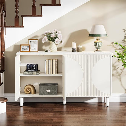 Tribesigns Buffet Cabinet Sideboard with Storage, Large Storage Cabinet Sideboard Buffet Table with Doors for Living Room Kitchen Dining Room (White)