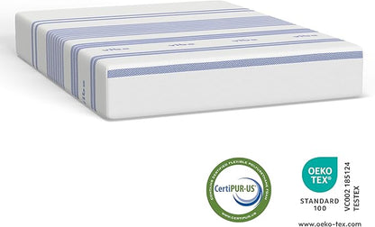 Vibe Gel Memory Foam Mattress, Fiberglass Free 10-Inch CertiPUR-US Certified Bed-in-a-Box, Full, White