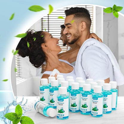 100 Travel Size Mouthwash Bulk Mini Mouthwash, Fresh Mint Portable Mouthwash Individual 1.2oz/35ml Mouthwash Bottles for Travel Toiletry Kits, Blue