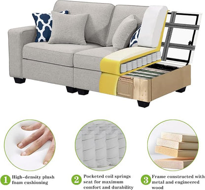 Legend Vansen Modular Sectional Sofa U Shaped Couch with Ottoman Modern Reversible Corner Sectional Couch for Living Room (Light Grey, U Shaped Sofa-1)