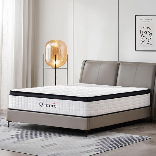 12 Inch King Hybrid Mattress – Medium Firm, Memory Foam & Responsive Pocket Springs, Enhanced Edge Support, Motion Isolation, Pressure Relief, Eco-Friendly, Compressed for Easy Setup