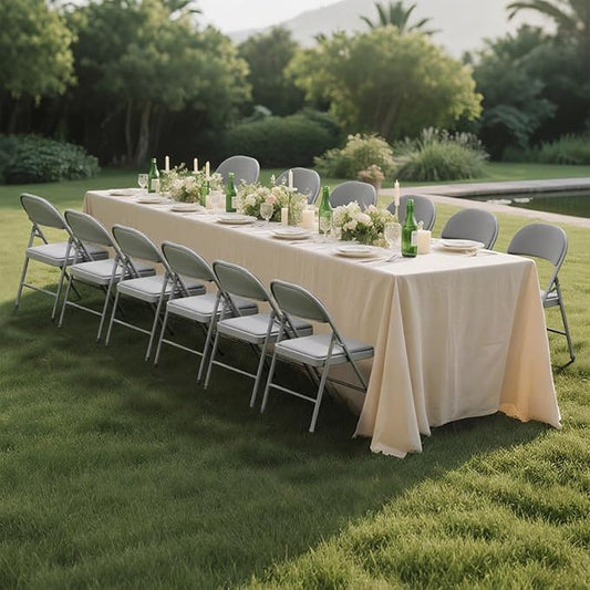 24 Pack Gray Folding Chairs with Padded Cushion for Outside, Portable Stackable Commercial Metal Foldable Chairs with Steel Frame for Home Events Office Wedding Party, 350lbs Capacity