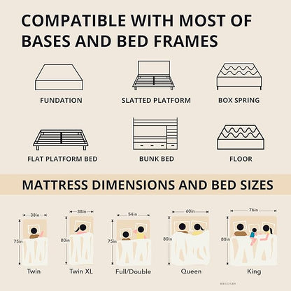 EGOHOME 14 inch Firm Full Mattress, Memory Foam Mattres with Cooling Cover, Bed in a Box, CertiPUR-US Certified, Breathable and Supportive, Made in USA, 54x75x14 Black