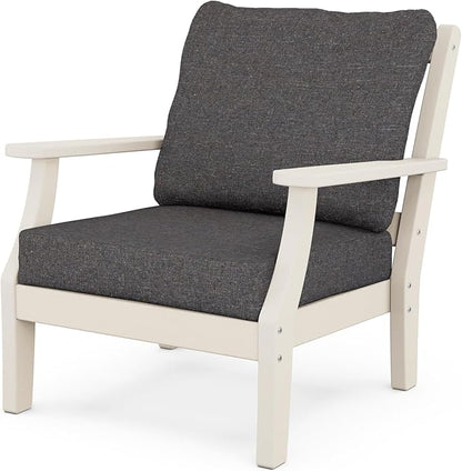 Martha Stewart by POLYWOOD® Chinoiserie Deep Seating Chair in Sand/Ash Charcoal