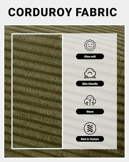 108 Inch Cloud Sectional Couch,Modern Modular Sectional Sofa with Deep Seat,Corduroy Boneless Couches with L-Shape Chaise for Living Room,No Assembly Required (Green, Right Facing Chaise)