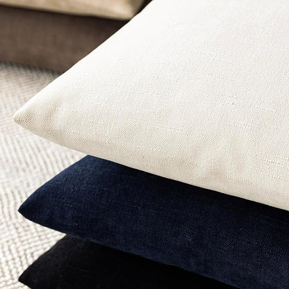 Foindtower Pack of 2 Textured Chenille Throw Decorative Pillow Covers Square Accent Solid Cushion Cover Cozy Neutral Farmhouse Pillow Case for Couch Sofa Bedroom Living Room 26x26 Inch, Ivory White