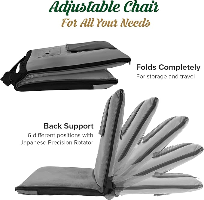 Adjustable Japanese Floor Chair for Adults - Meditation Chair with Back Support for Seating, Yoga & Gaming | Foldable Backjack Floor Chair with 6 Recline Positions, Thick Padding & Vegan