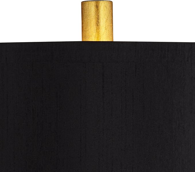 Possini Euro Design Minerva 32" Tall Large Modern Glam Luxury End Table Lamp Sculptural Gold Leaf Finish Marble Black Shade Living Room Bedroom Bedside Nightstand House Office Home Reading Kitchen