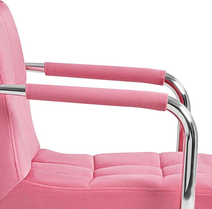 Yaheetech Bar Stools Set of 2, Adjustable Velvet Fabric Swivel Barstools, Modern Counter Stools with Back and Footrest, Counter Height Barstools for Bar, Kitchen, Dining Room, Pink