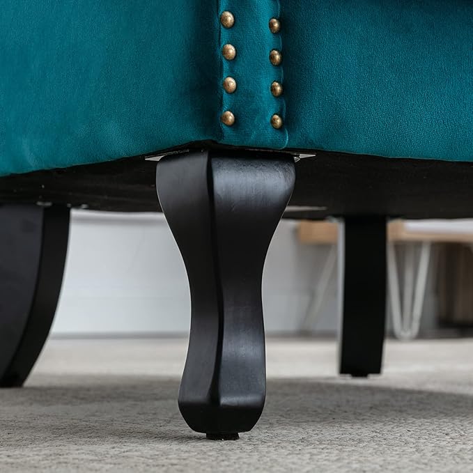 Accent Reading Arm Chairs Set of 2 Midcentury Modern Comfy Corner Sofa Chair, Wingback Waiting Room Club Chair with Tufted Back for Living Room/Bedroom/Reception Room, Velvet Teal